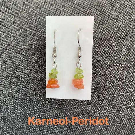 Karneol-Peridot fülbevaló